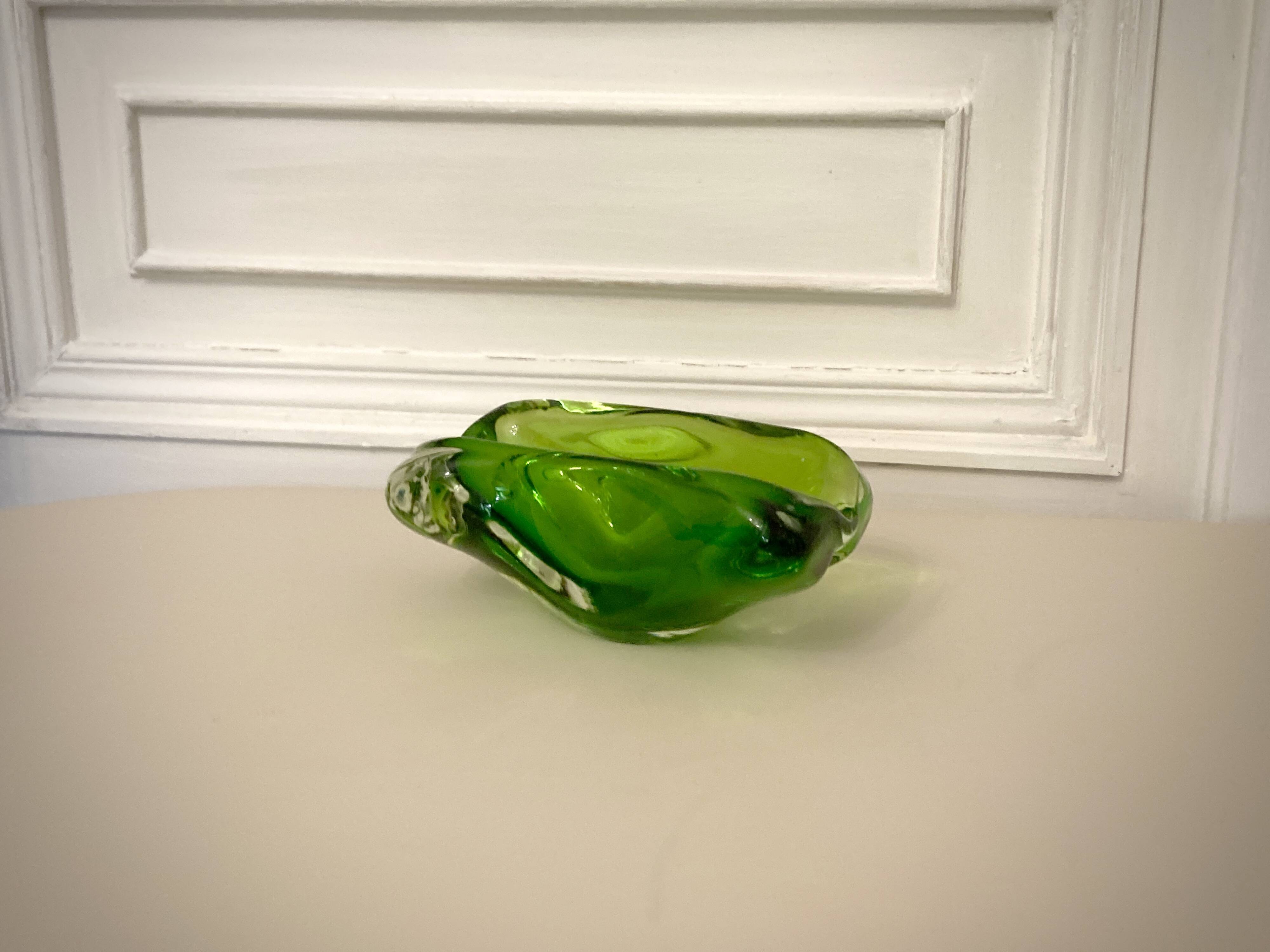 Murano iridescent green pocket tray