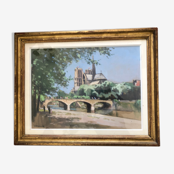 Painting: pastel representing Notre Dame de Paris