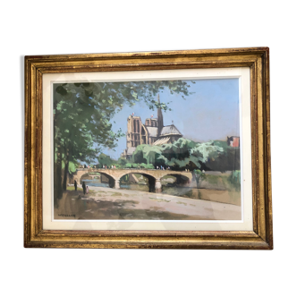 Painting: pastel representing Notre Dame de Paris