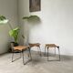 Set trois tabourets osier et métal Raoul Guys