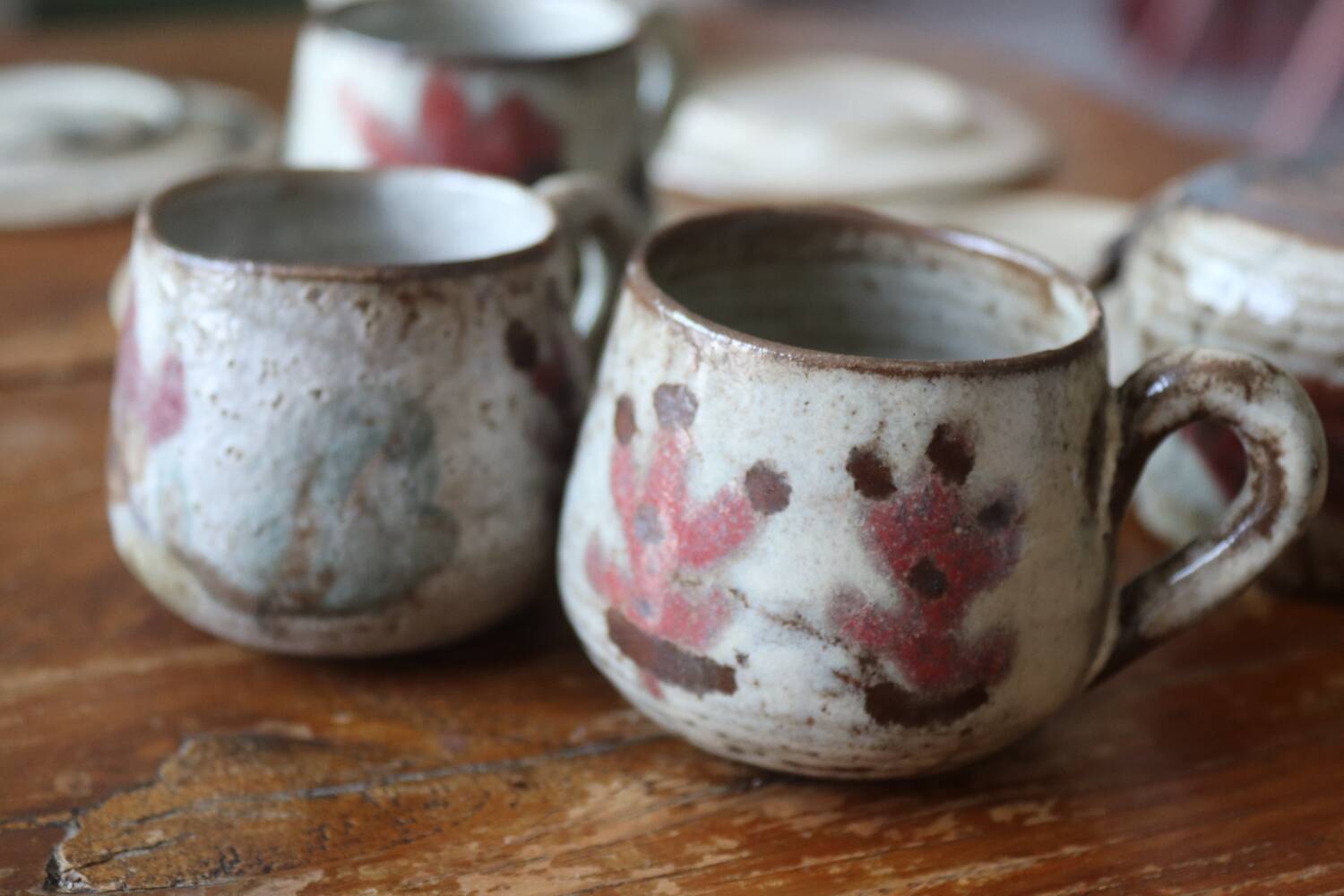 Stoneware coffee service signed Gustave Le Murier – 6 cups, 6 saucers