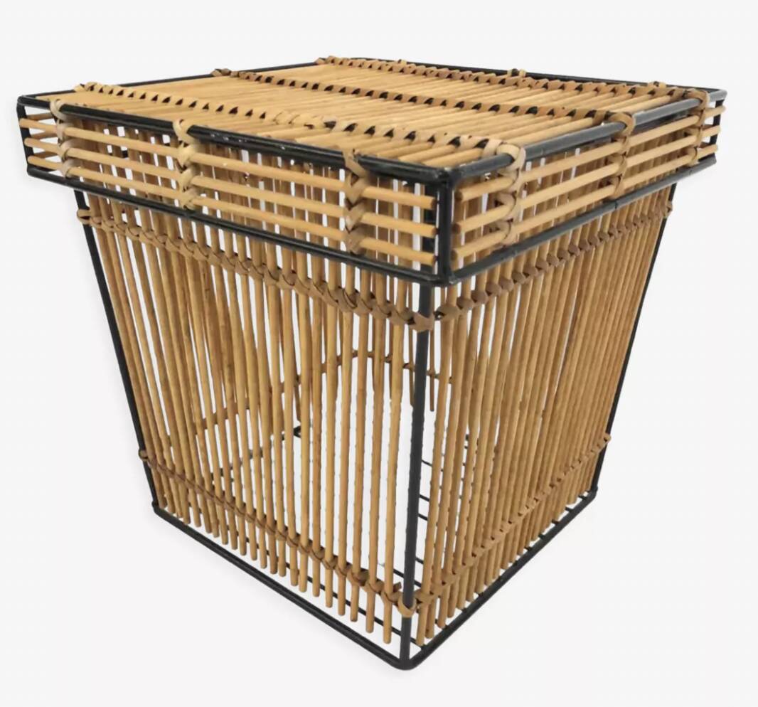 Mid Century Rohe Noordwolde rattan basket by Dirk van Sliedrecht 60's Design
