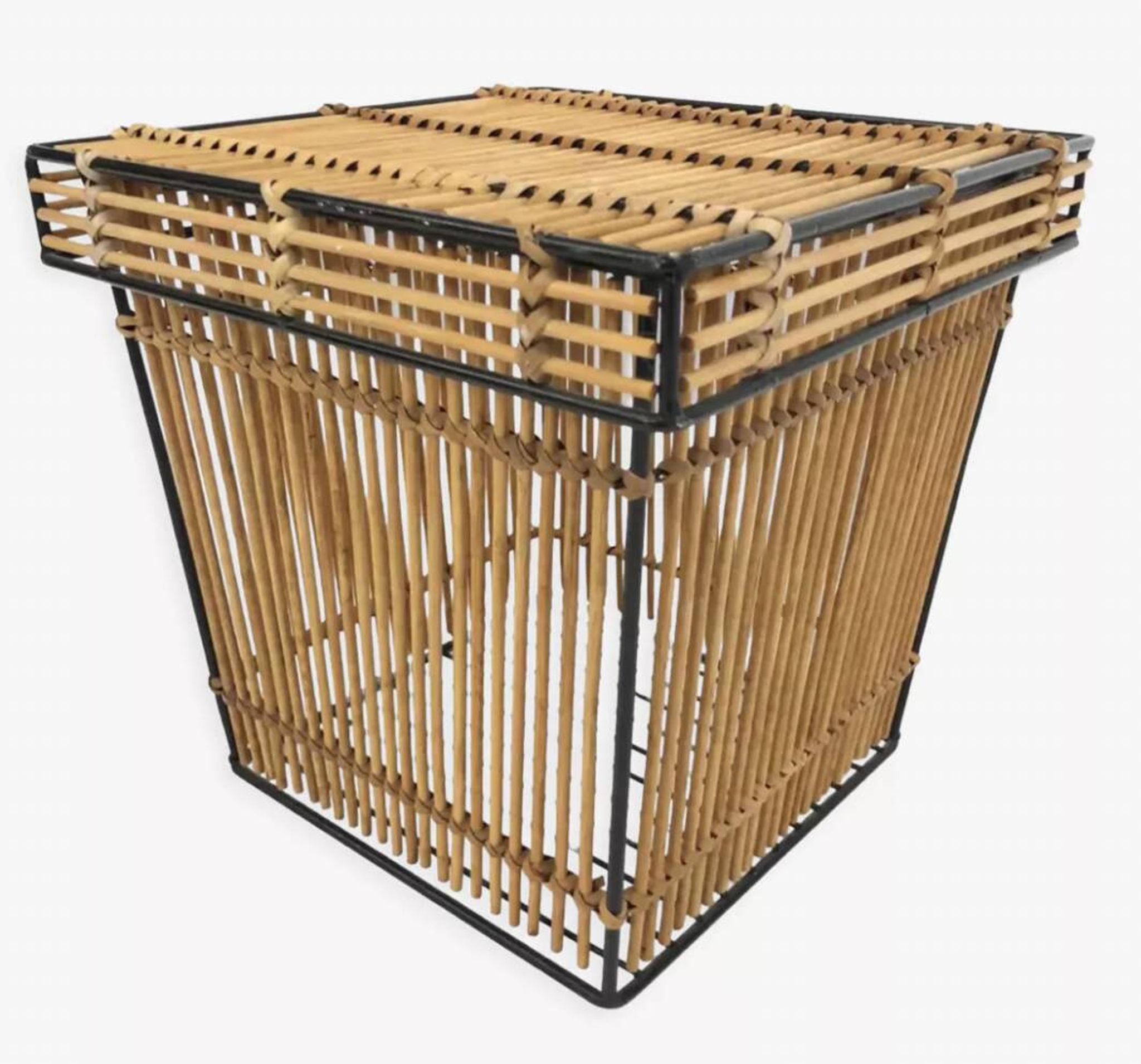 Mid Century Rohe Noordwolde rattan basket by Dirk van Sliedrecht 60's Design