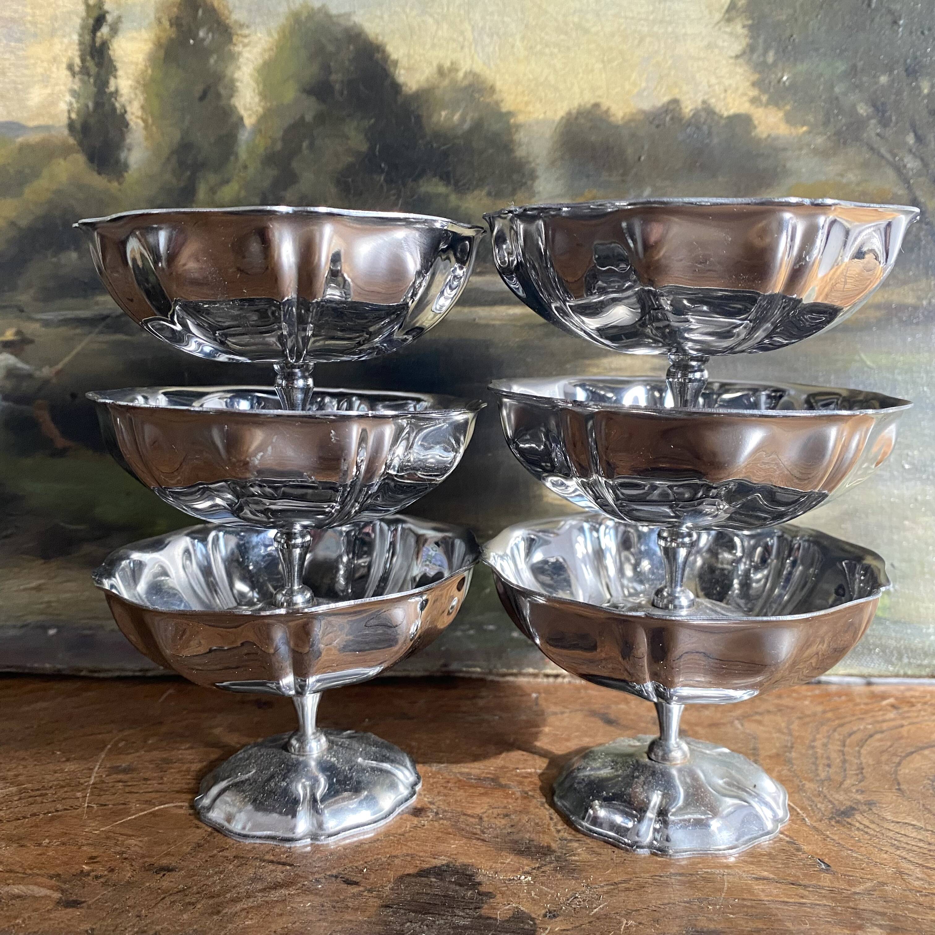 Vintage stainless steel stemmed bowls