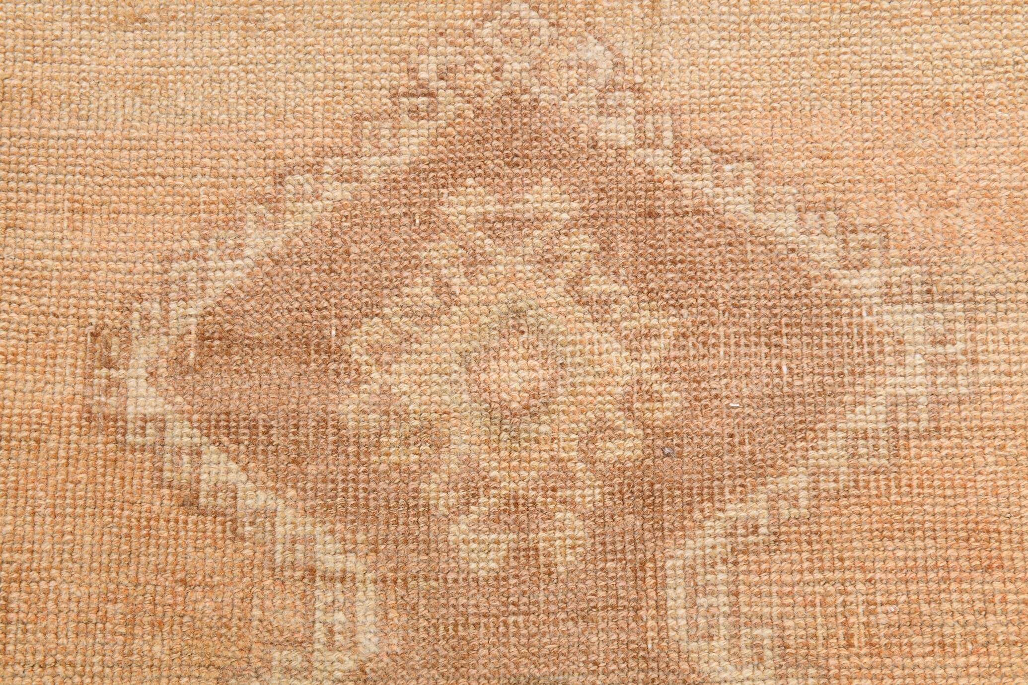 Brown & Cream Turkish Runner Rug, 95x377Cm