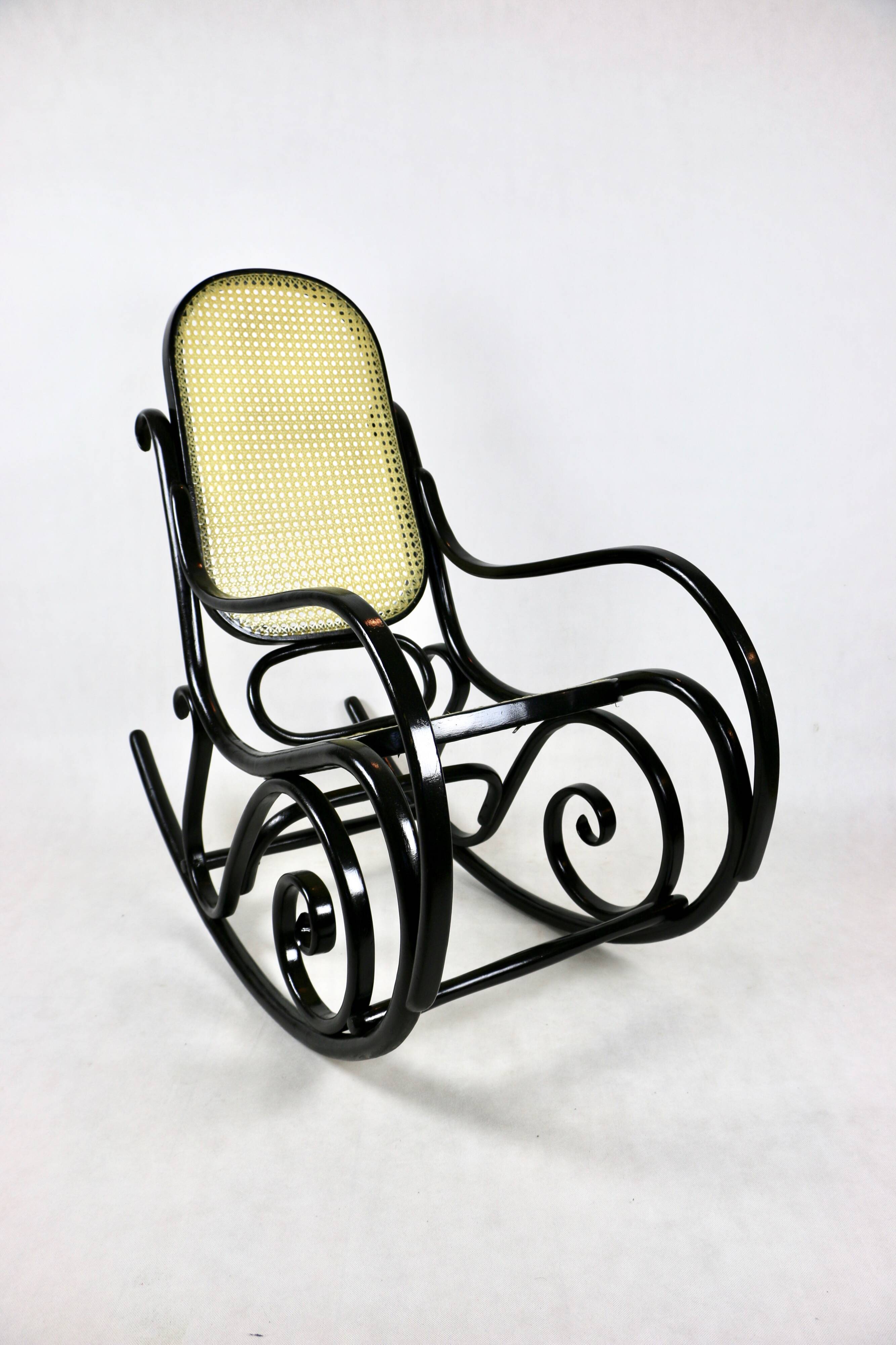 Vintage Black Rocking Chair attributed to Michael Thonet