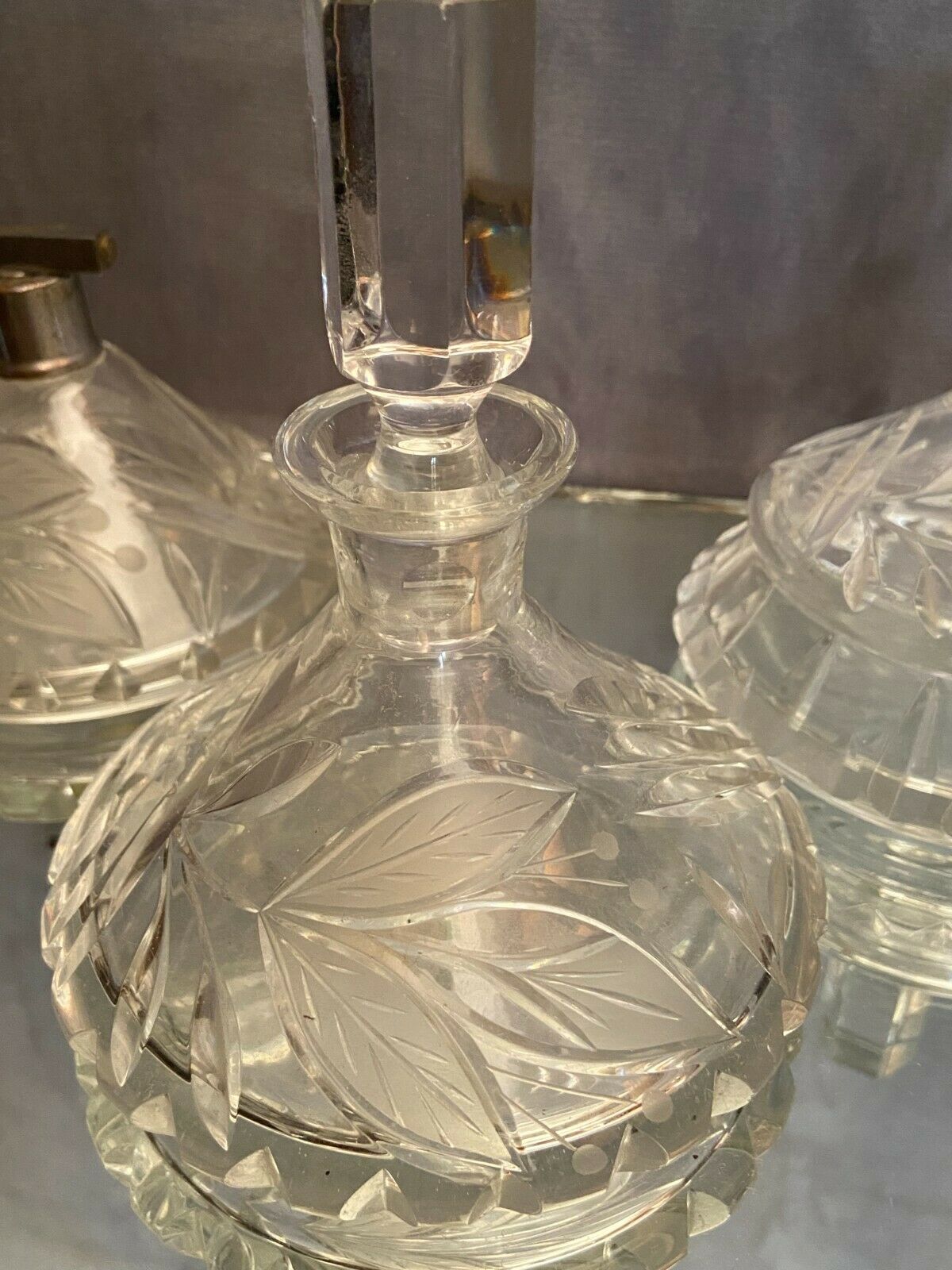 Bohemian crystal set with carved decoration