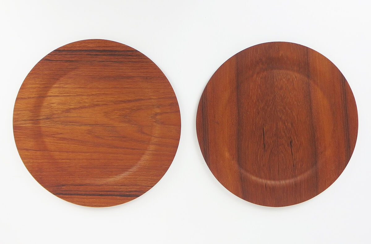 Set of six scandinavian teak plates