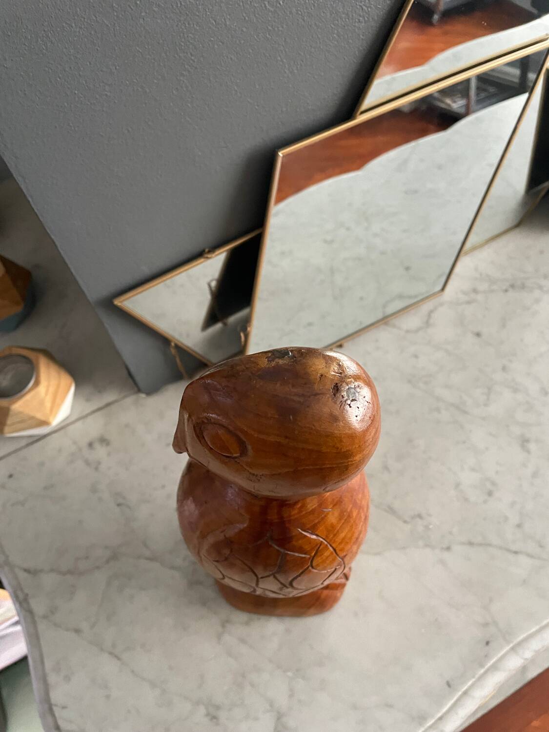 Wooden bird sculpture