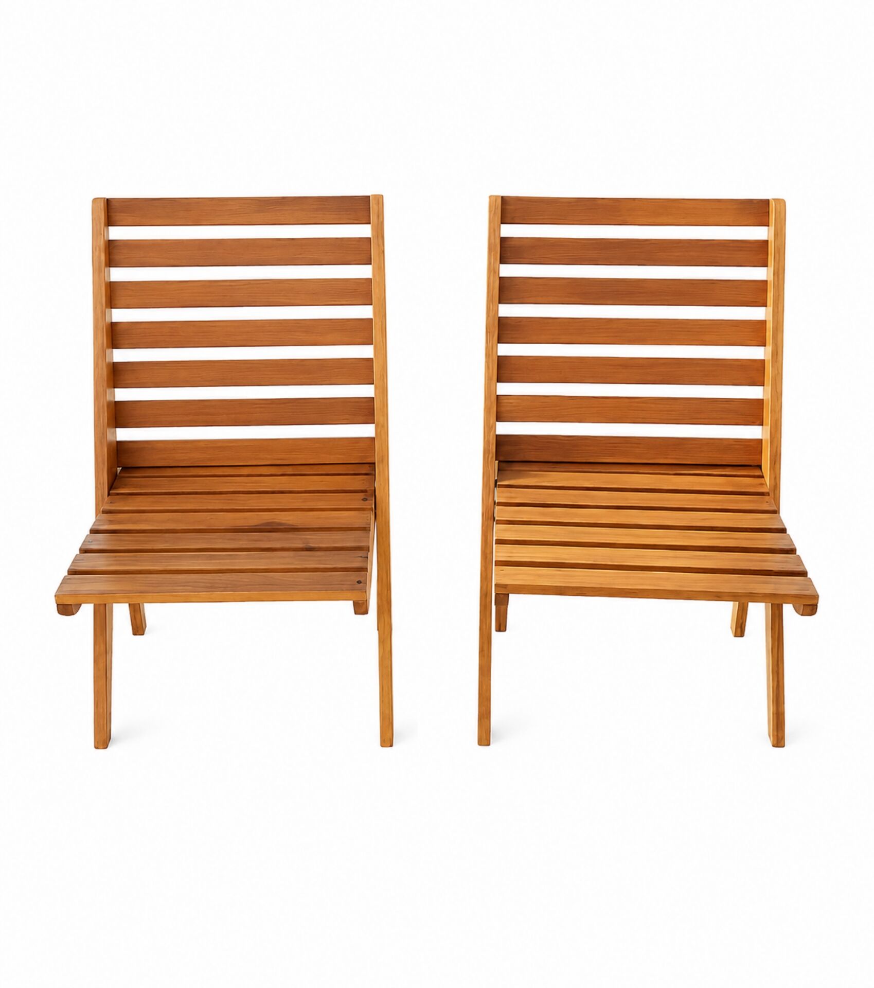 Set of 2 folding garden scissors chairs, in vintage design wood.