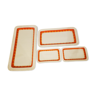 Lot de 4 plats rectangulaires vintage oranges