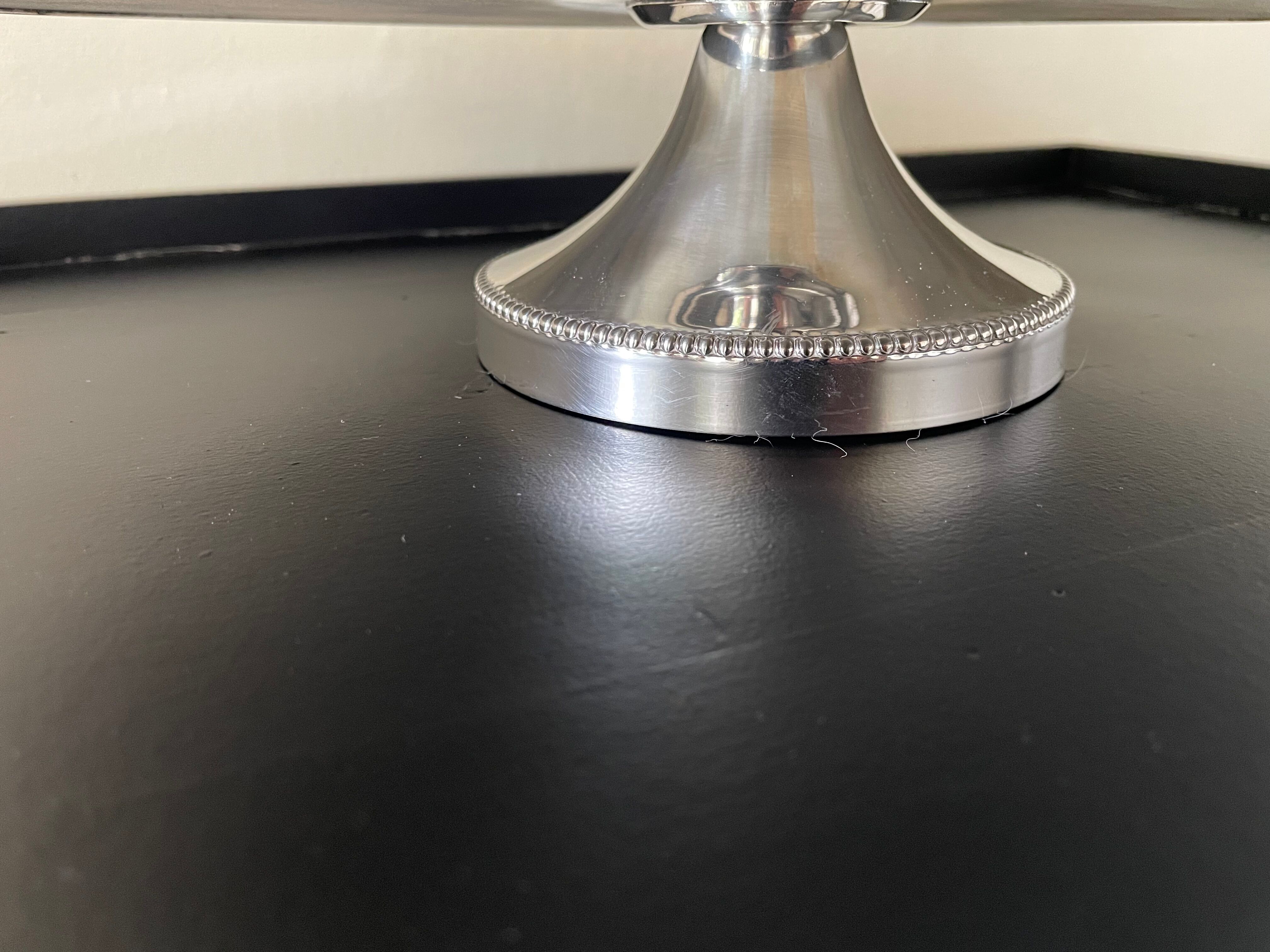 Marble cheese platter and silver metal 1970