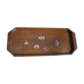 Plateau bois art déco fleurs peintes