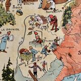 Old poster map of Franche Comté 1946 - JP Pinchon