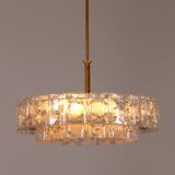 "Pair of Doria Leuchten Mid-Century Brass & Crystal Chandeliers, 1960s"