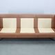 1970s Danish 3-seater brown leather sofa with beech frame
