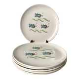 Set of 6 flat plates model Poisson Saint-Amand 50s