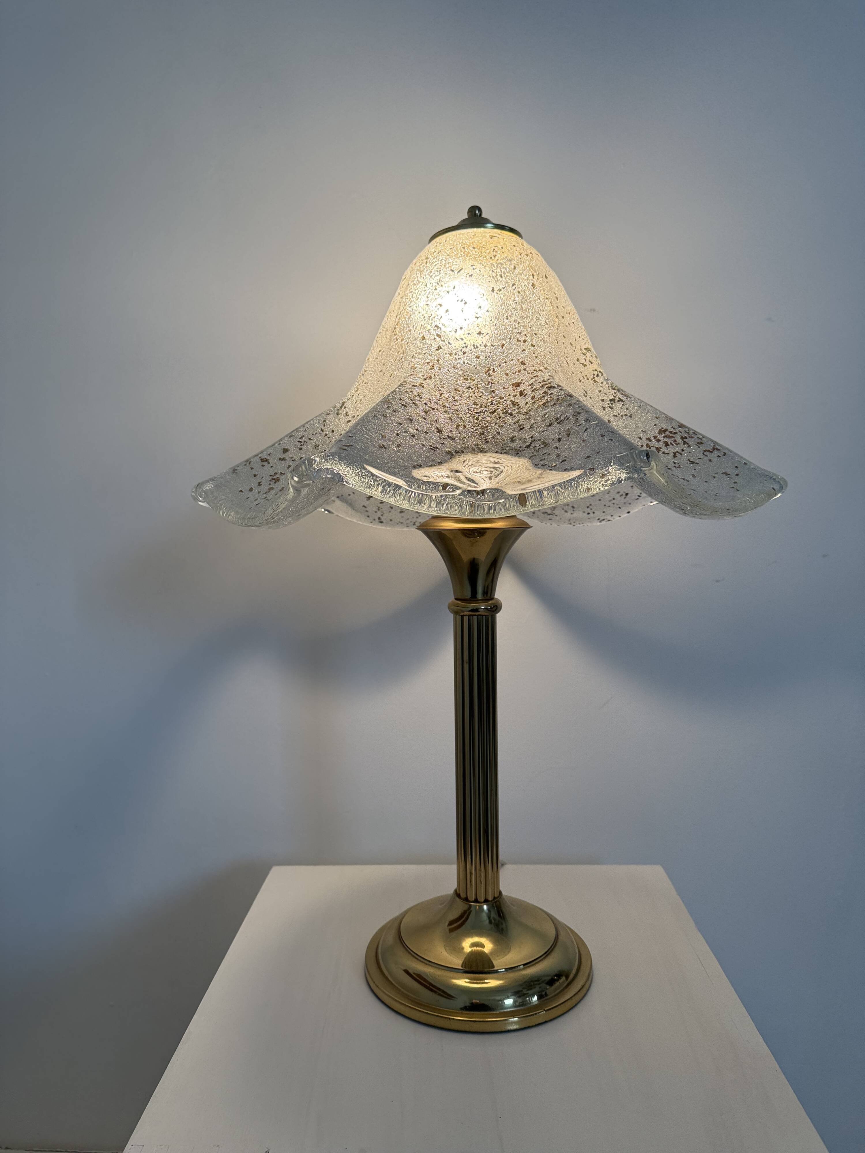 Mid century glass table lamp , 1970s
