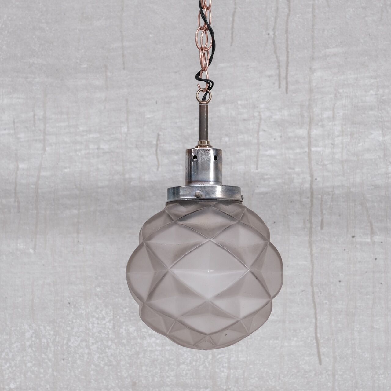 Geometric etched glass art deco pendant light