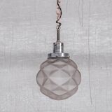 Geometric etched glass art deco pendant light