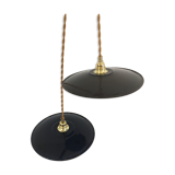 Pair of suspensions in black & white enamelled sheet metal