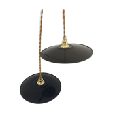 Pair of suspensions in black & white enamelled sheet metal