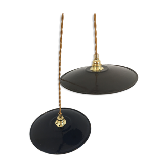 Pair of suspensions in black & white enamelled sheet metal