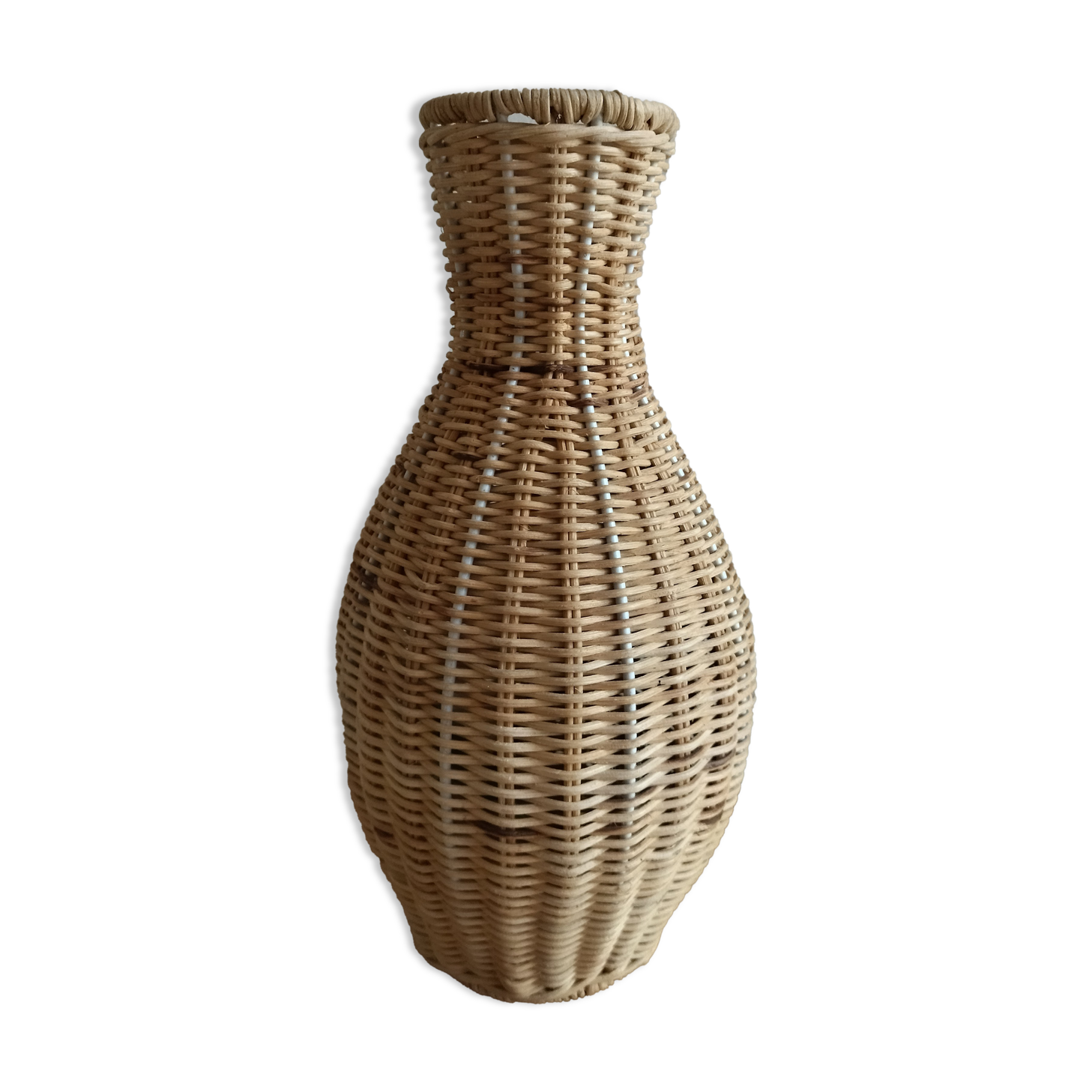 Braided wicker vase