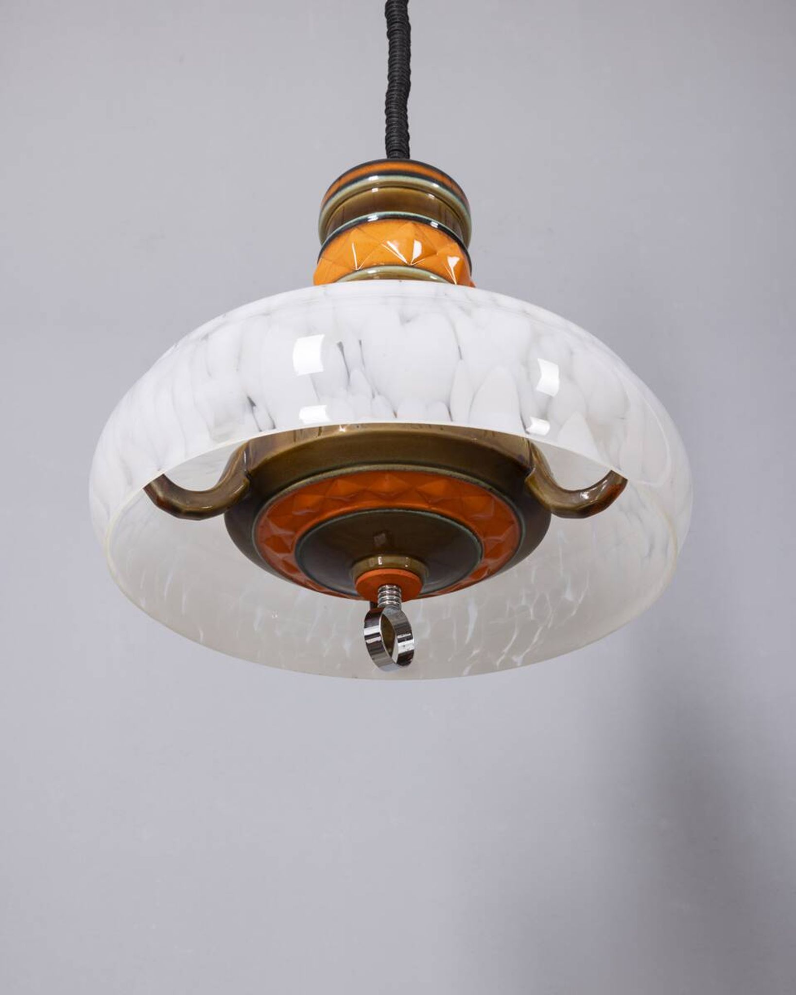 Vintage 1960s Italian design ceramic and glass chandelier