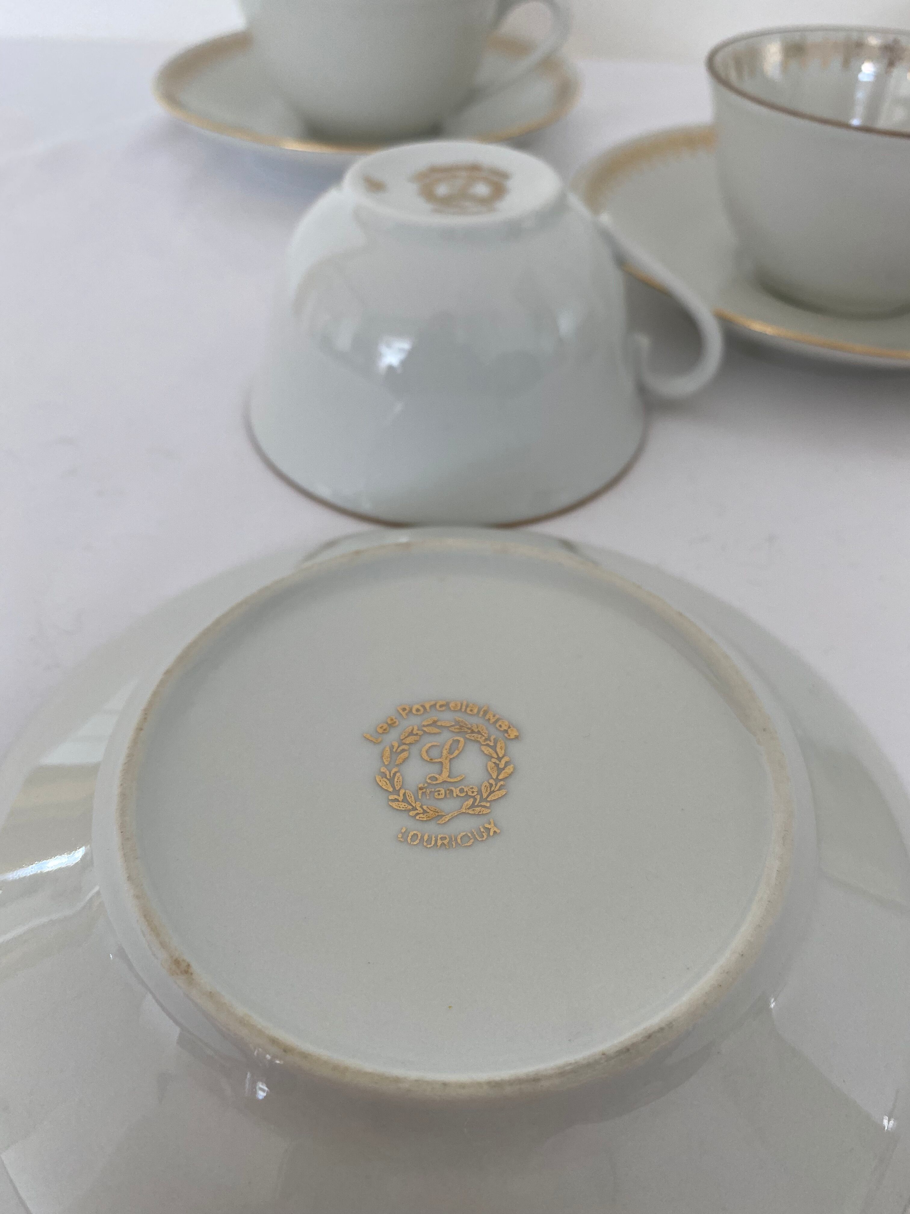 Tea service 5 cups and cups - Porcelain de Lourioux