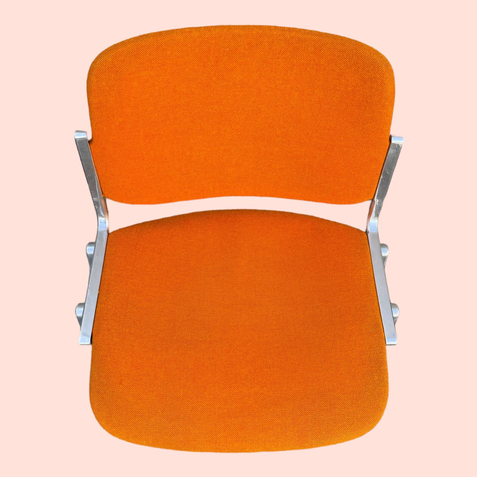 Set of 4 orange DSC 106 chairs Giancarlo Piretti for Castelli