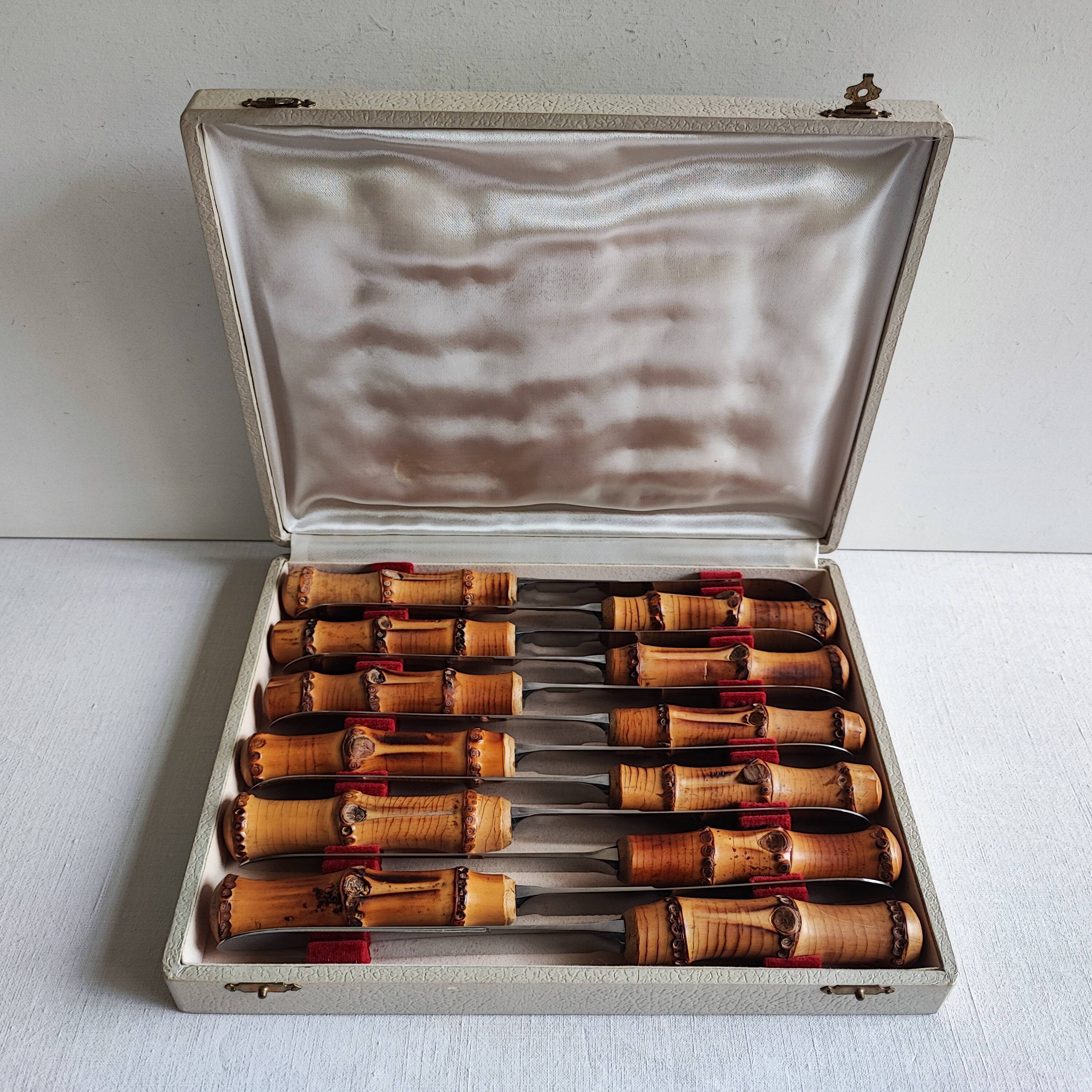 60' bamboo handle meat knives