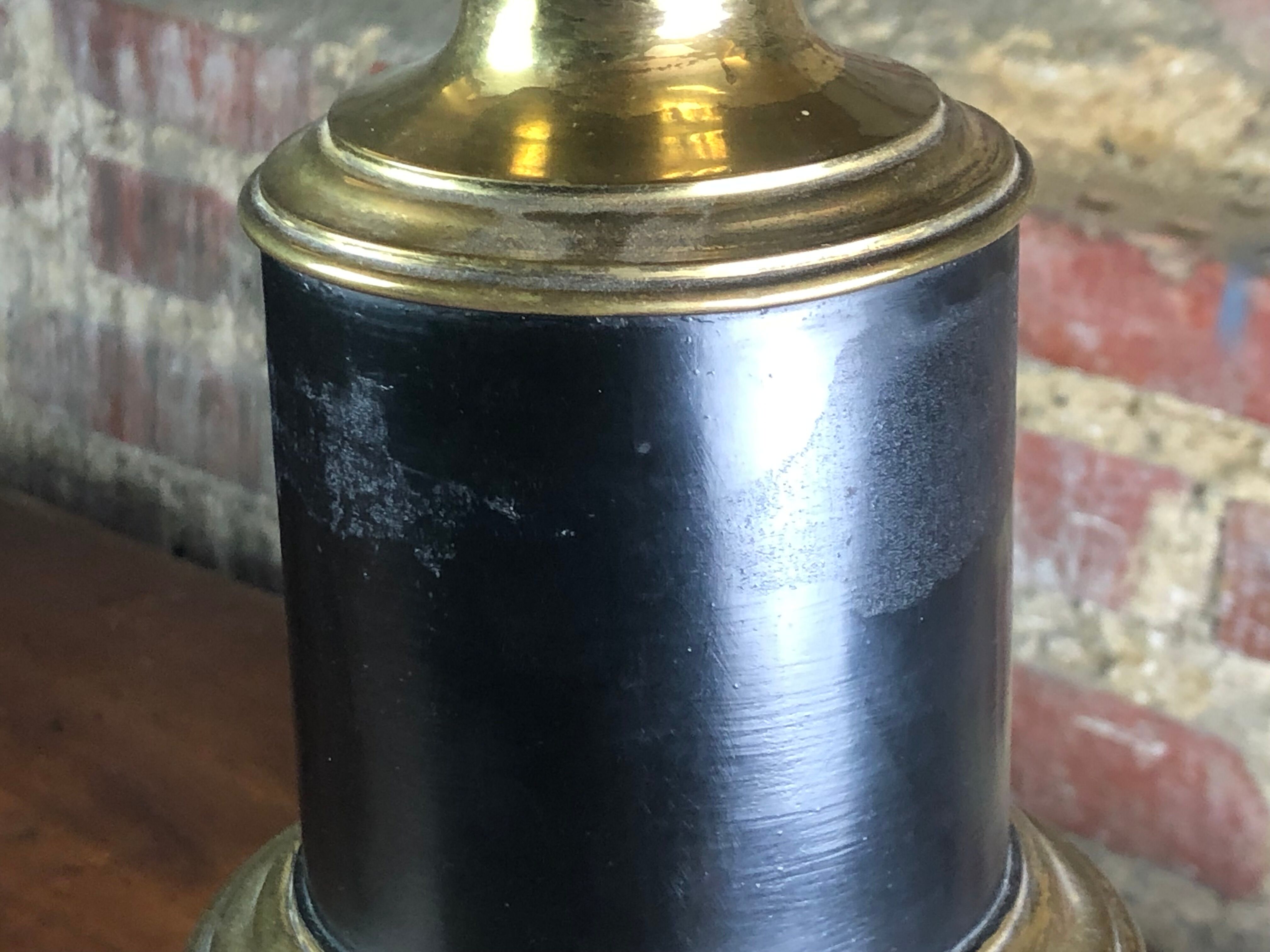 Lamp mounted on old kerosene lamp 1900 black and gold