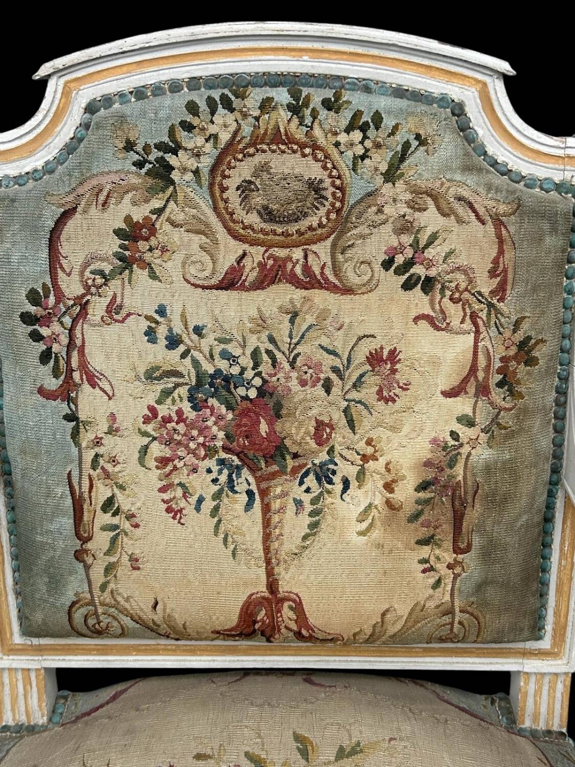 Pair of Louis XVI Cabriolet Armchairs - Lacquered and Upholstered Beech