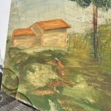 Old painting of a forest landscape in Les Landes