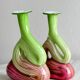 2 blown glass soliflore vases
