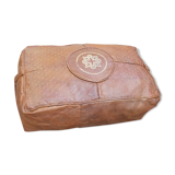 Moroccan vintage leather pouf