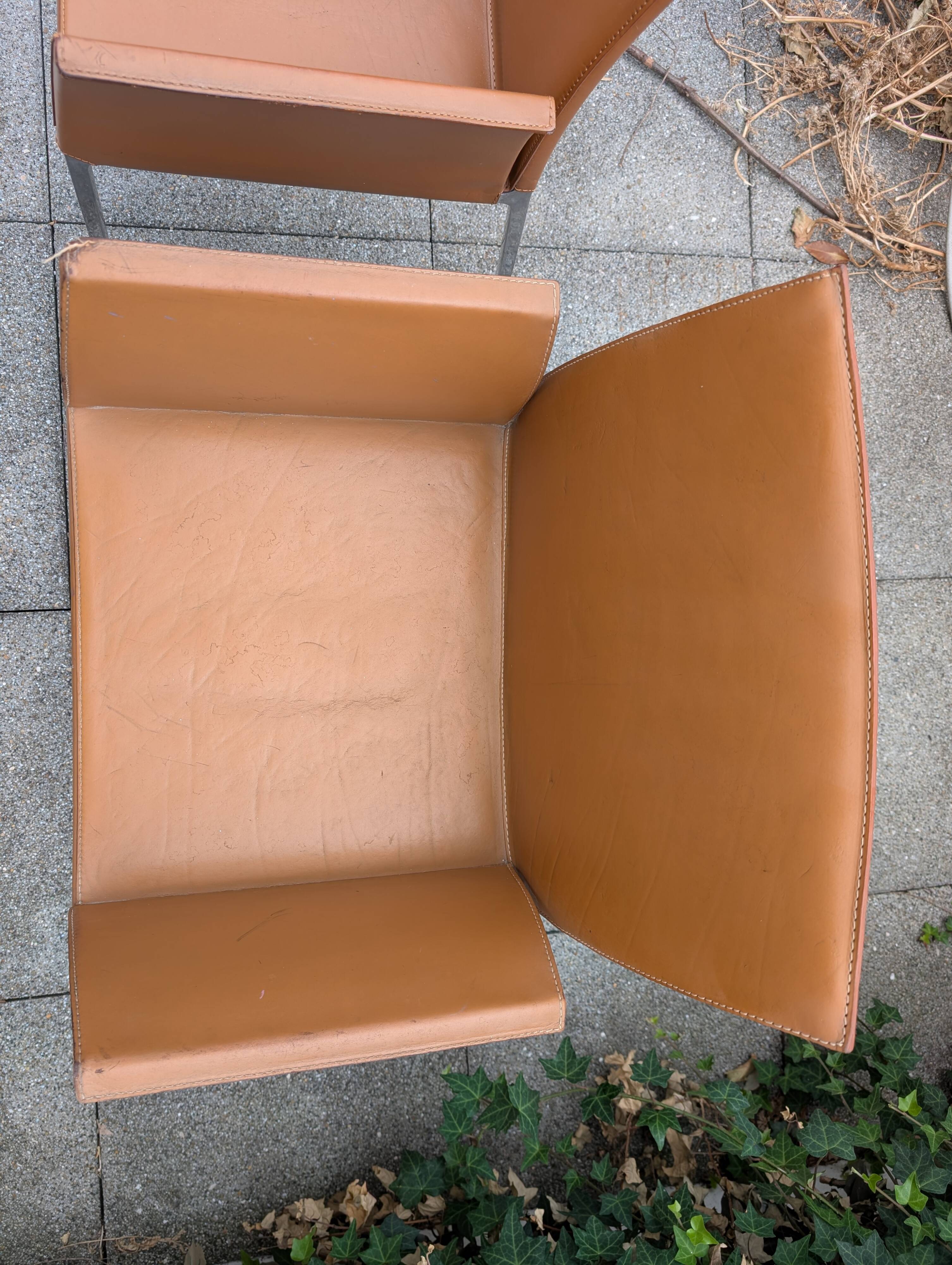 Paire de fauteuils Lia par Roberto Barbieri pour Zanotta — Cuir cognac
