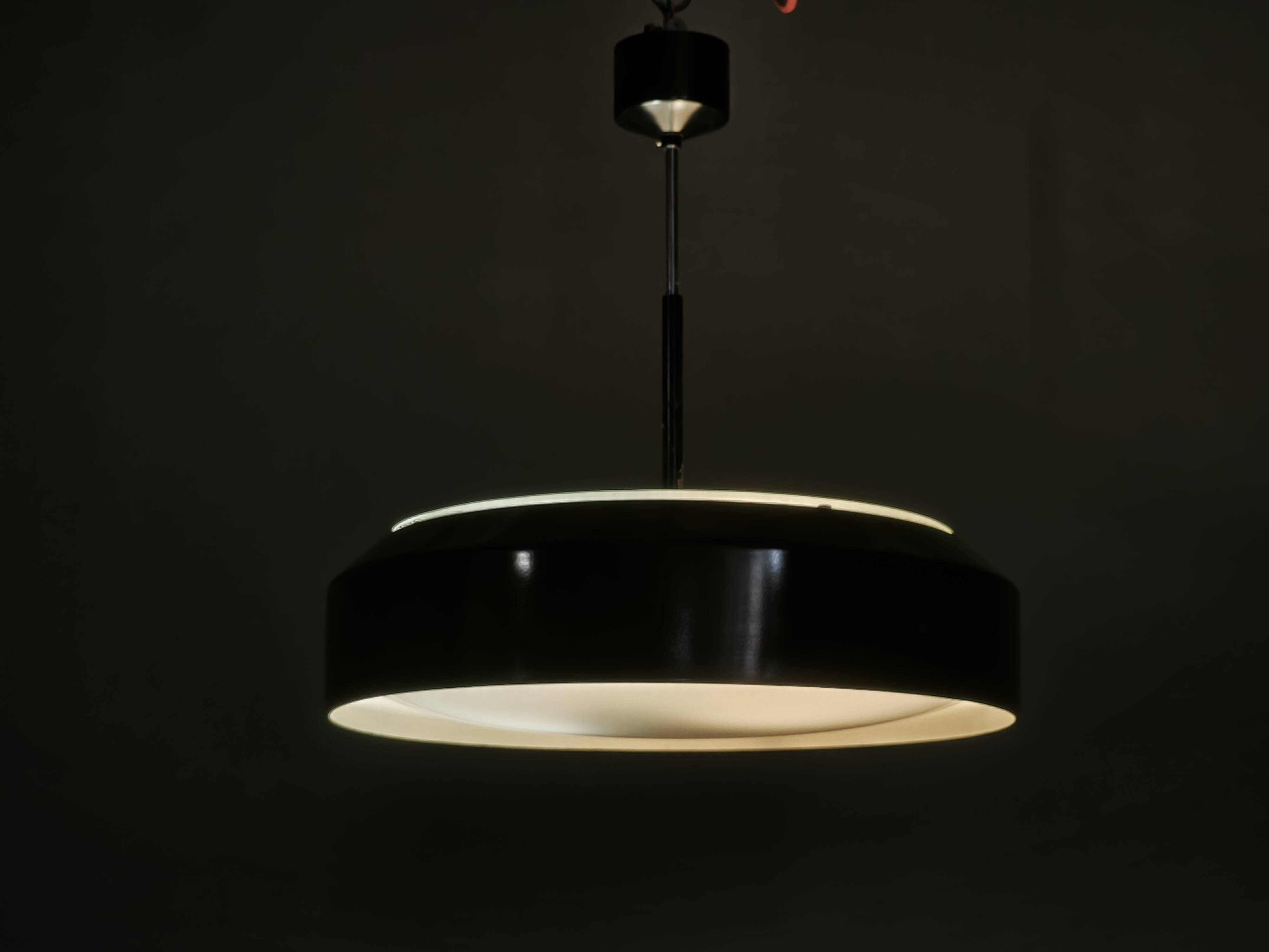 1960s NAPAKO Modernist Black Glass Pendant Light, Czechoslovakia