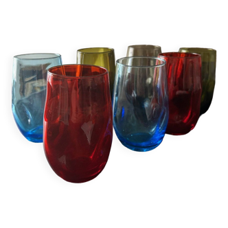 7 verres de couleur, 1970's