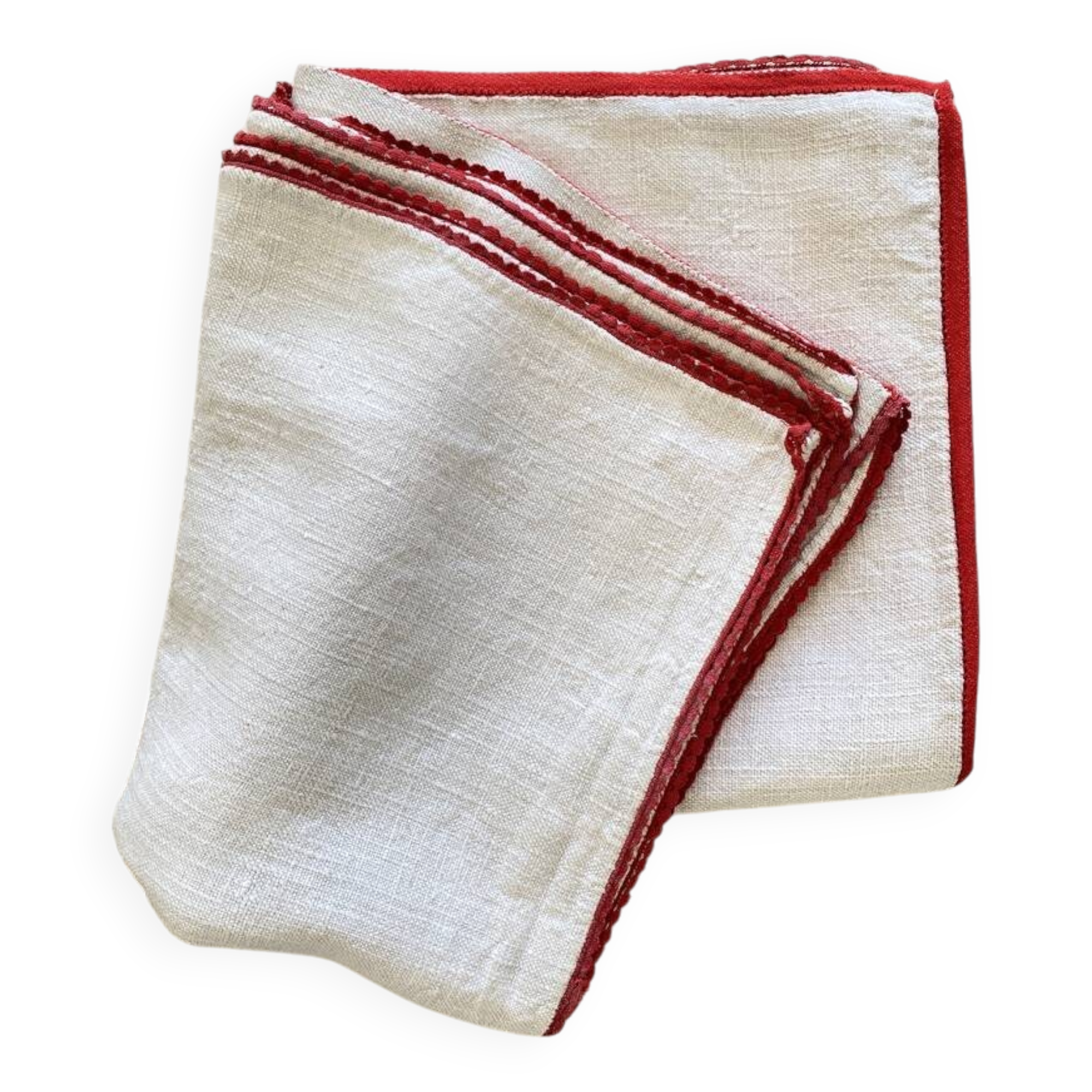 Square Basque tablecloth with hand-trimmed center - 140x130 - Hemp