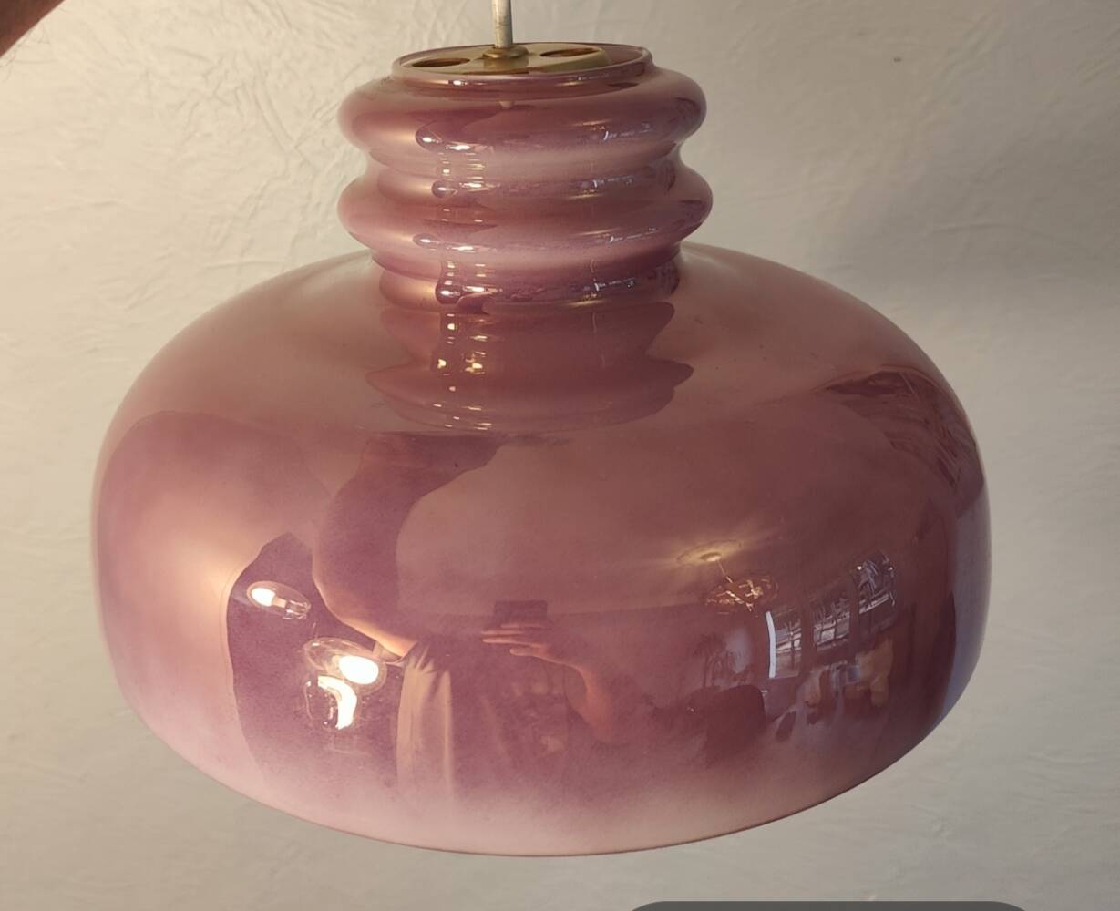 Purple and white opaline pendant light from the 60s/70s.