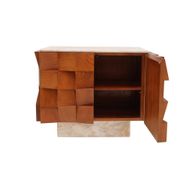 Buffet de style brutaliste en bois et marbre de Sienne, Italie