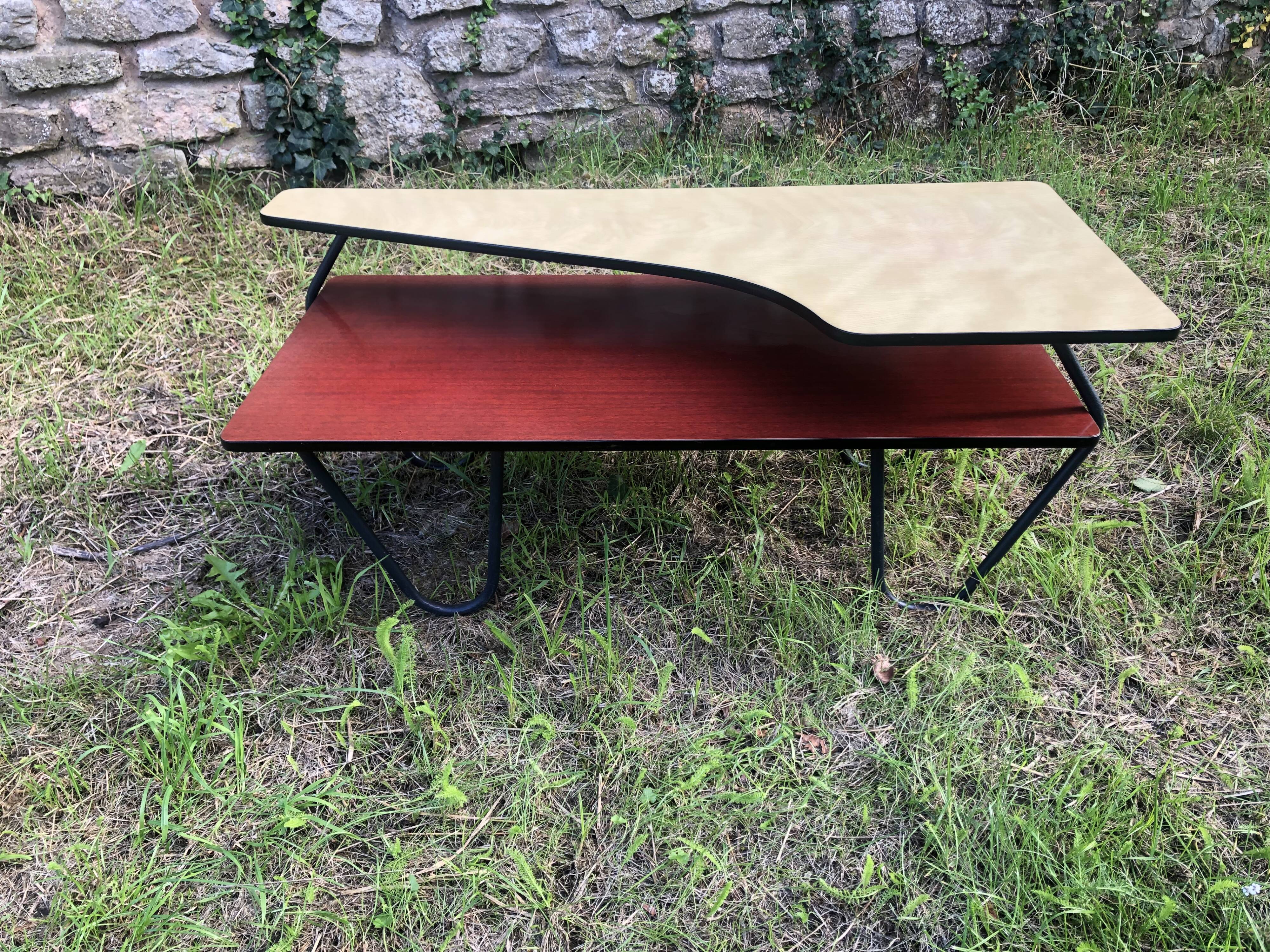 Atypical double top Formica coffee table from the 60s