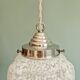 Art Deco pendant light in white speckled glass, 1920s-30s