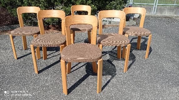 Pair of chairs by Bruno Rey in wood and fabric
