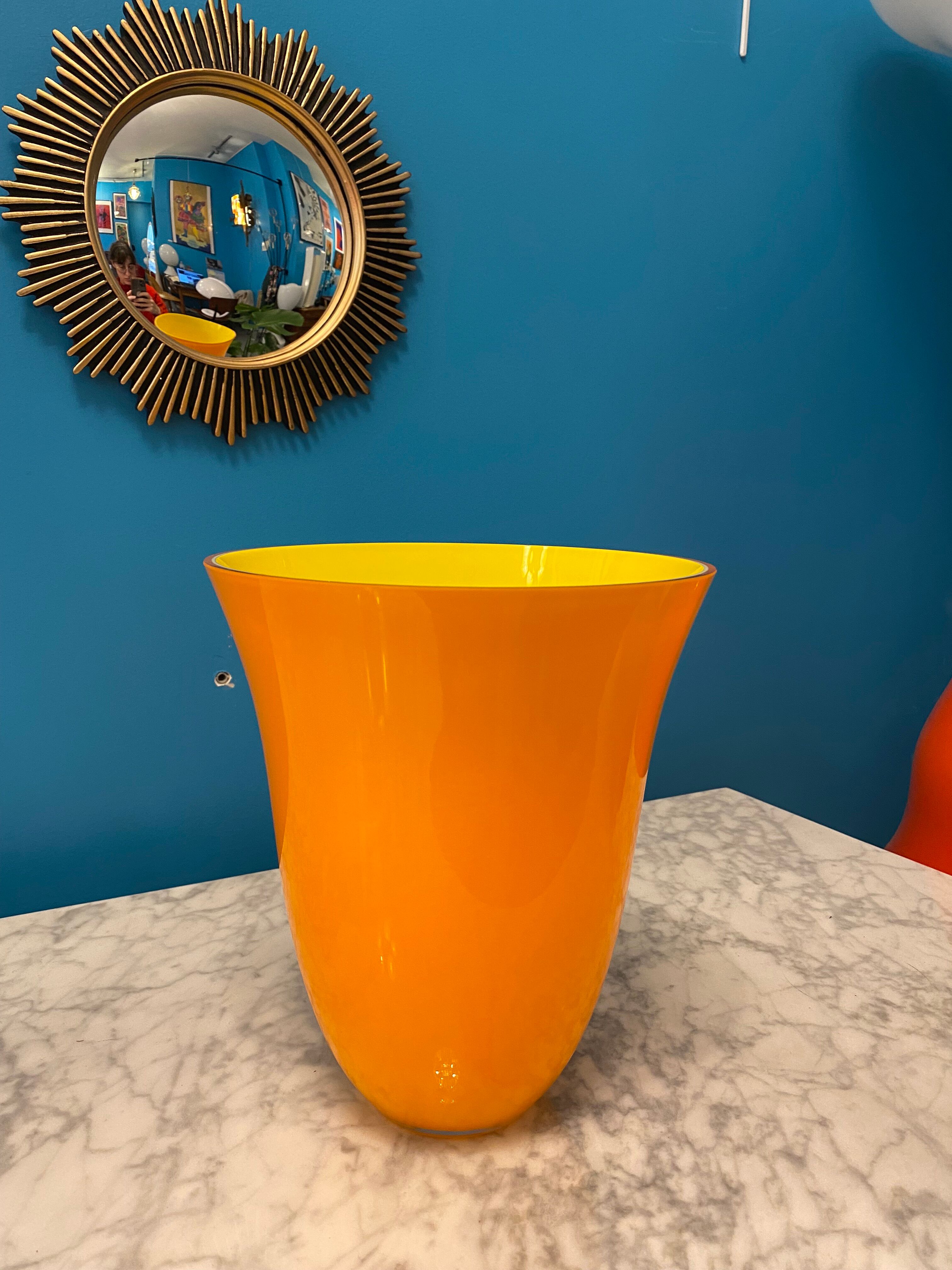 Vase orange Carlo Nason murano