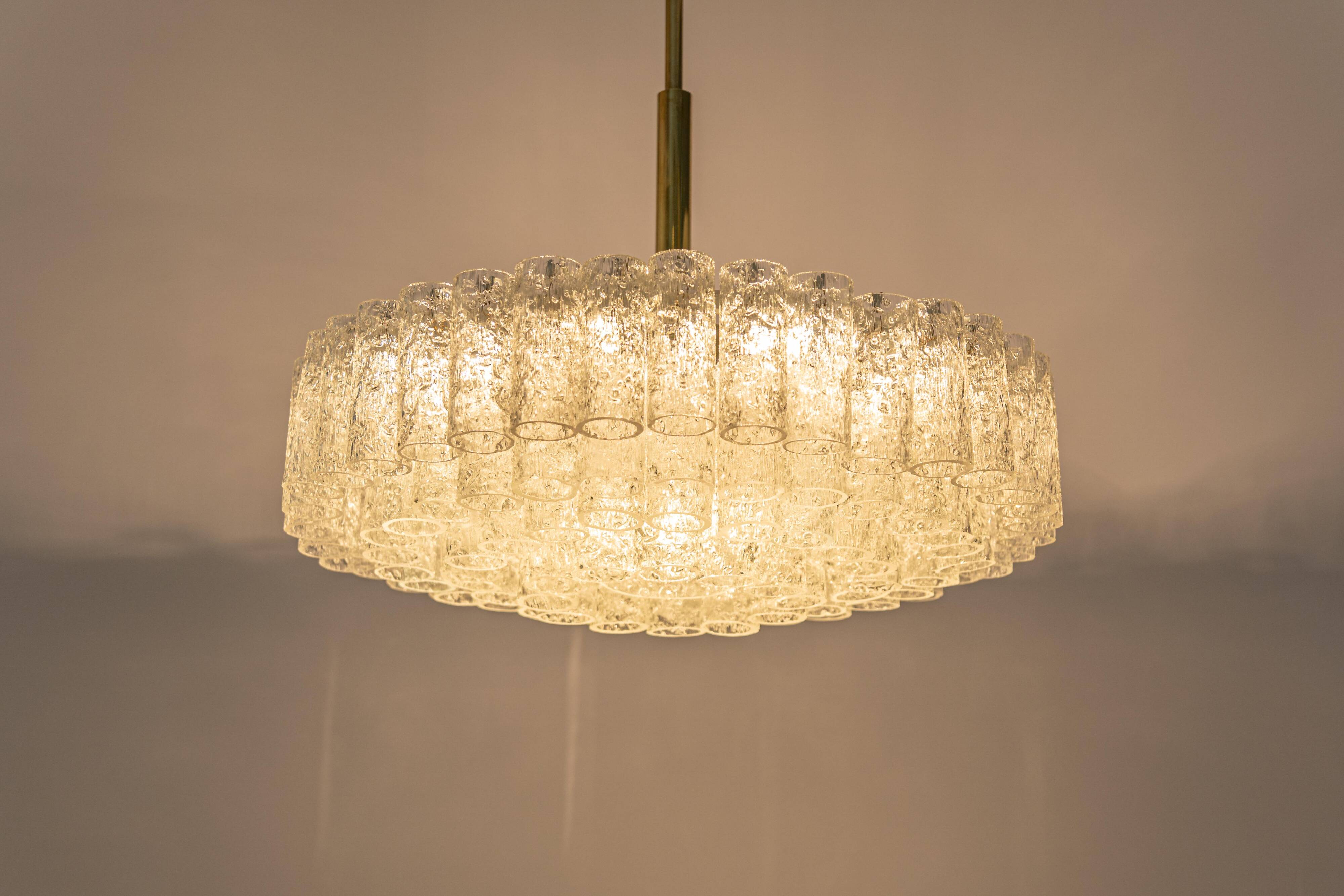 Large Doria chandelier with frosted glass tubes, Germany, 1960s.