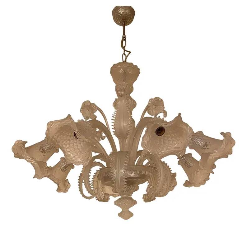Italian Style Murano Glass in Transparent and Sand Chandelier by Simoeng