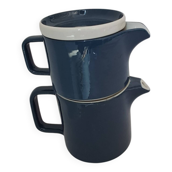 Théière et pot à lait, égoïste Sarreguemines, années 80